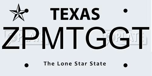 ZPMTGGT Texas License Plate