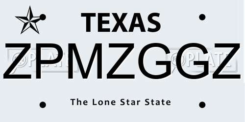 ZPMZGGZ Texas License Plate