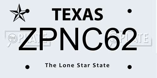 ZPNC62 Texas License Plate