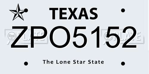ZPO5152 Texas License Plate
