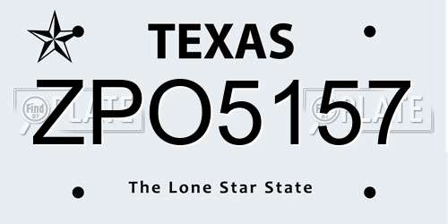 ZPO5157 Texas License Plate
