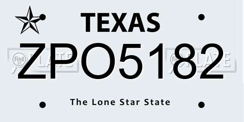 ZPO5182 Texas License Plate