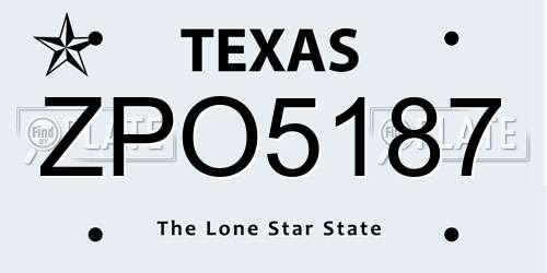 ZPO5187 Texas License Plate