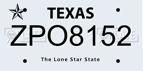 ZPO8152 Texas License Plate