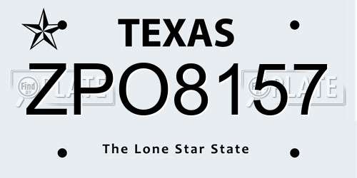 ZPO8157 Texas License Plate
