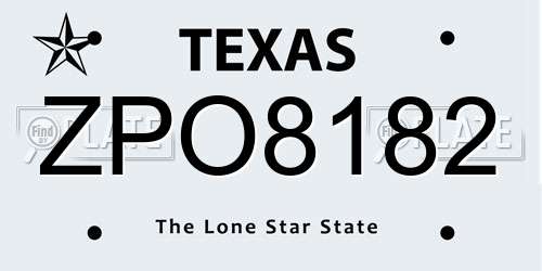 ZPO8182 Texas License Plate