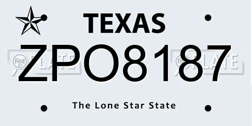 ZPO8187 Texas License Plate