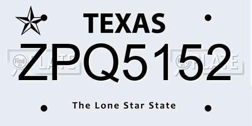 ZPQ5152 Texas License Plate