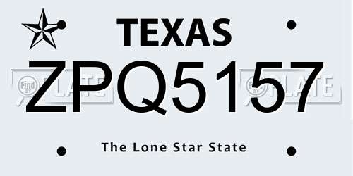 ZPQ5157 Texas License Plate