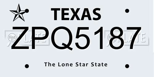 ZPQ5187 Texas License Plate