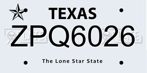 ZPQ6026 Texas License Plate
