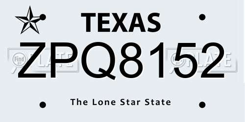 ZPQ8152 Texas License Plate