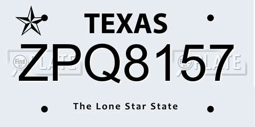 ZPQ8157 Texas License Plate