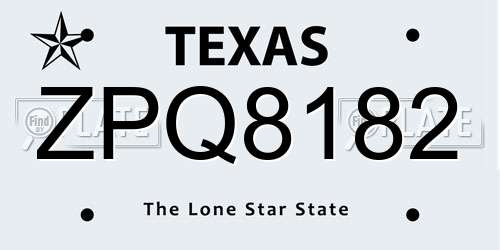 ZPQ8182 Texas License Plate