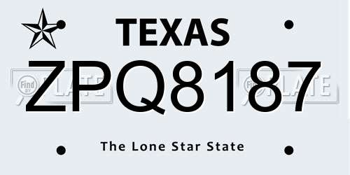ZPQ8187 Texas License Plate