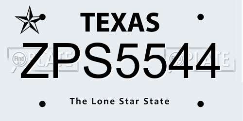 ZPS5544 Texas License Plate
