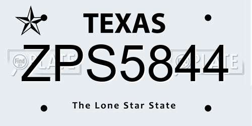 ZPS5844 Texas License Plate