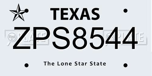 ZPS8544 Texas License Plate