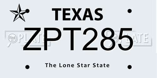 ZPT285 Texas License Plate