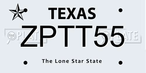 ZPTT55 Texas License Plate