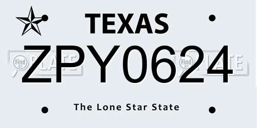 ZPY0624 Texas License Plate