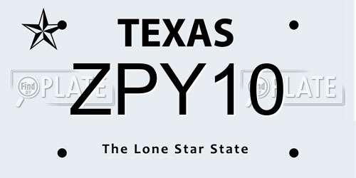 ZPY10 Texas License Plate