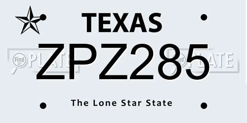 ZPZ285 Texas License Plate
