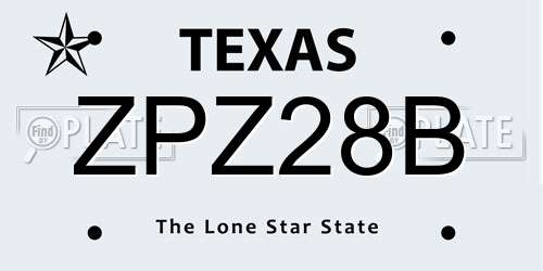 ZPZ28B Texas License Plate