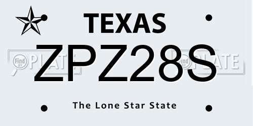ZPZ28S Texas License Plate