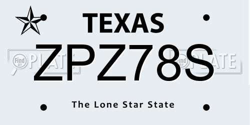 ZPZ78S Texas License Plate