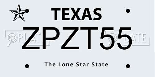 ZPZT55 Texas License Plate