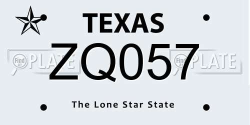ZQ057 Texas License Plate