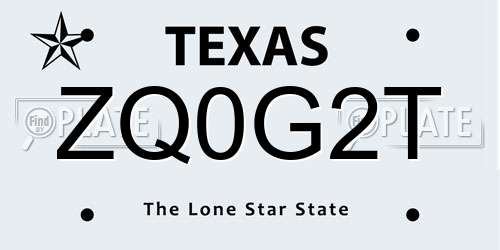 ZQ0G2T Texas License Plate