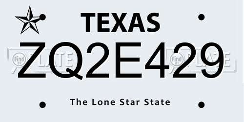 ZQ2E429 Texas License Plate