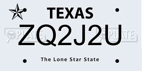 ZQ2J2U Texas License Plate