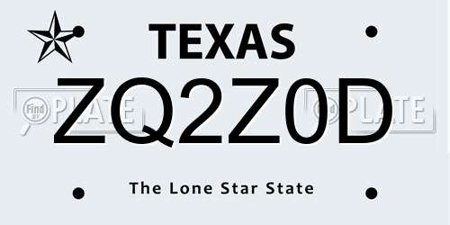 ZQ2Z0D Texas License Plate