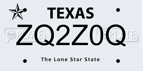 ZQ2Z0Q Texas License Plate