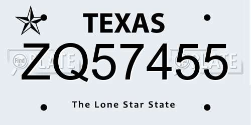 ZQ57455 Texas License Plate