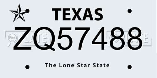 ZQ57488 Texas License Plate