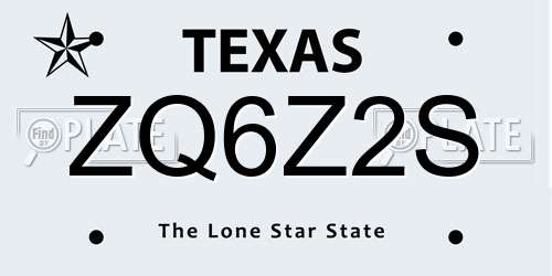 ZQ6Z2S Texas License Plate