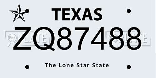 ZQ87488 Texas License Plate