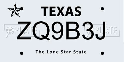 ZQ9B3J Texas License Plate