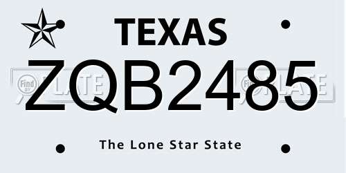 ZQB2485 Texas License Plate