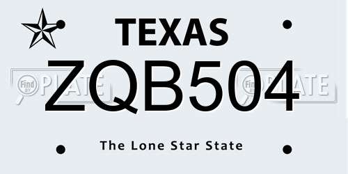 ZQB504 Texas License Plate