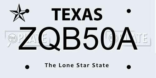 ZQB50A Texas License Plate