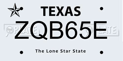 ZQB65E Texas License Plate