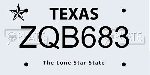 ZQB683 Texas License Plate