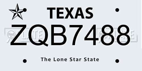 ZQB7488 Texas License Plate