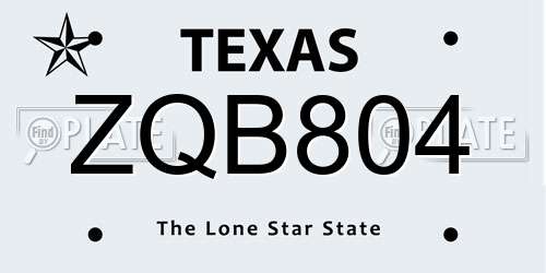 ZQB804 Texas License Plate