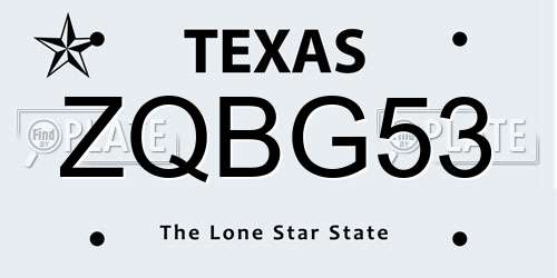 ZQBG53 Texas License Plate